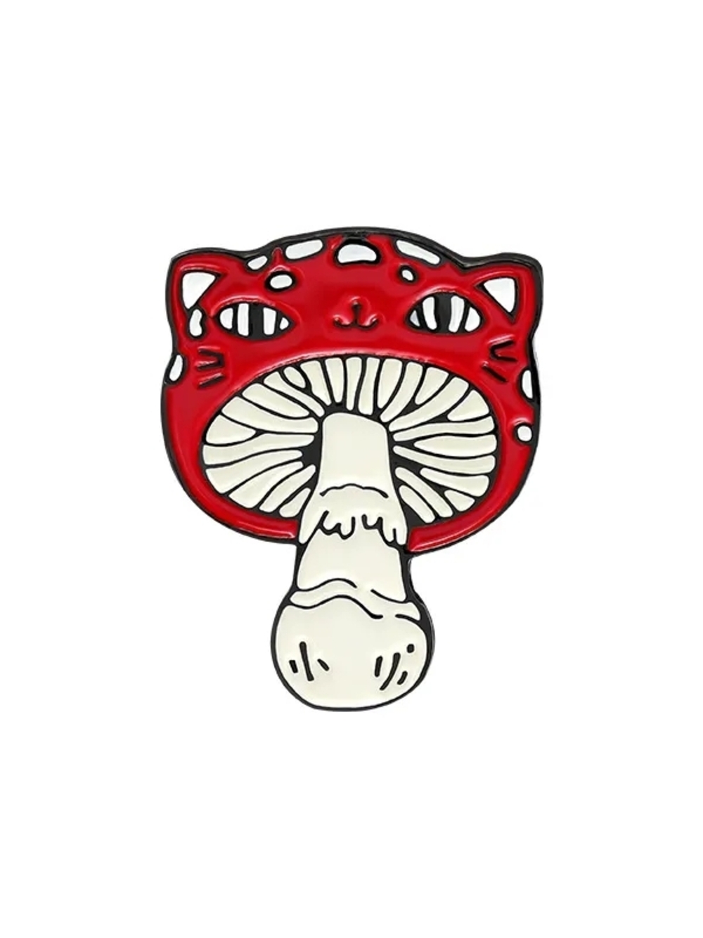 Red Mushroom White Cat Ears Cute Shroom Metal Pin Badge Brooch Enamel